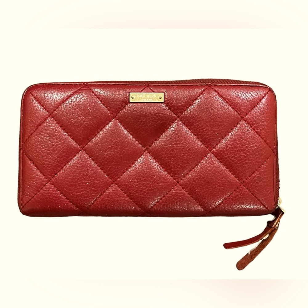 Kate Spade New York Natalia Blackberry Large Continental Quilted Wallet . Red